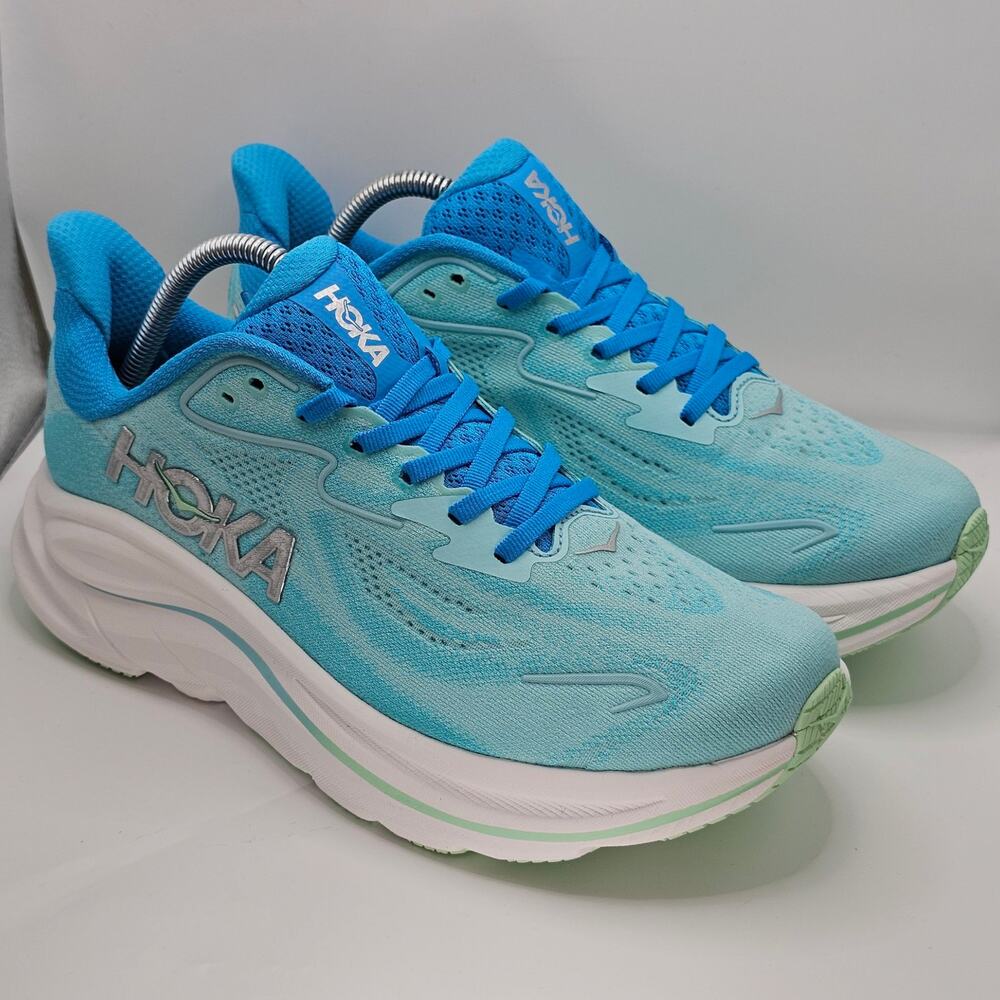 Hoka One One Clifton 10 Skyward Blue Cielo Womens 10D Wide UK 8 Running Shoes